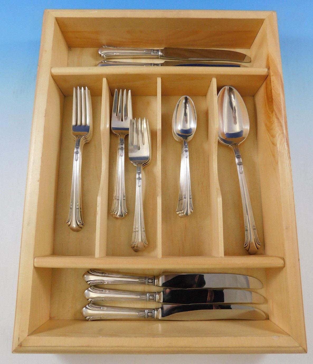 Mid-20th Century Shamrock v by Gorham Sterling Silver Flatware Service Set 26 Pieces