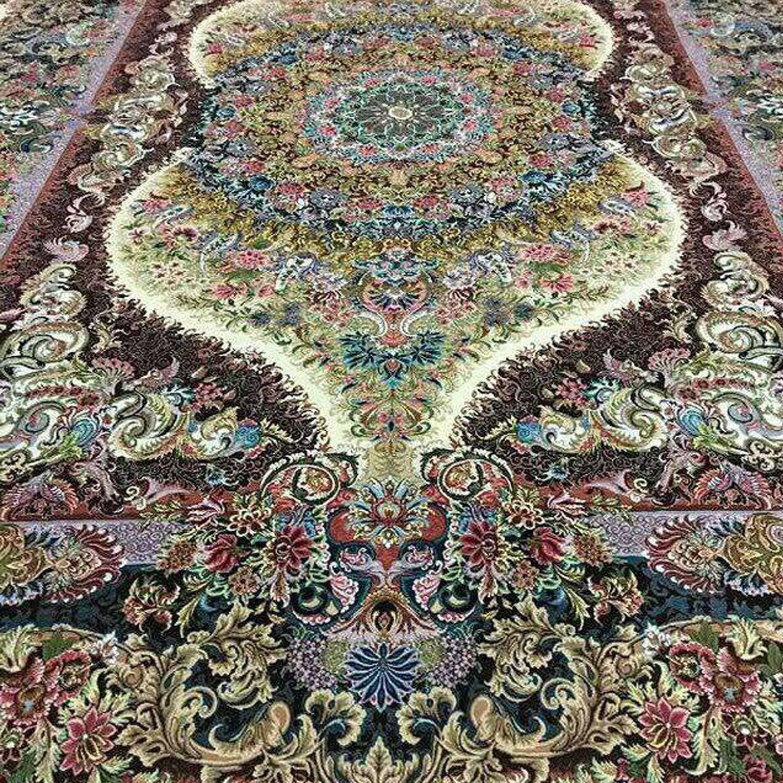 Contemporary Shams Gold, Master Novinfar Hand-Knotted Persian Tabriz Rug/Carpet For Sale