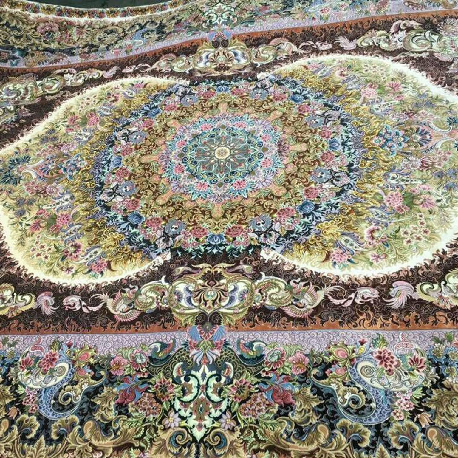 Wool Shams Gold, Master Novinfar Hand-Knotted Persian Tabriz Rug/Carpet For Sale