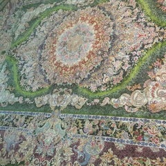 Shams Green, Master Novinfar Hand-Knotted Persian Tabriz Rug/Carpet
