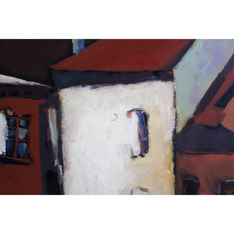 Old town. 2008, Leinwand, Acryl, 100x120 cm, Old town (Grau), Landscape Painting, von Shamsi Ali