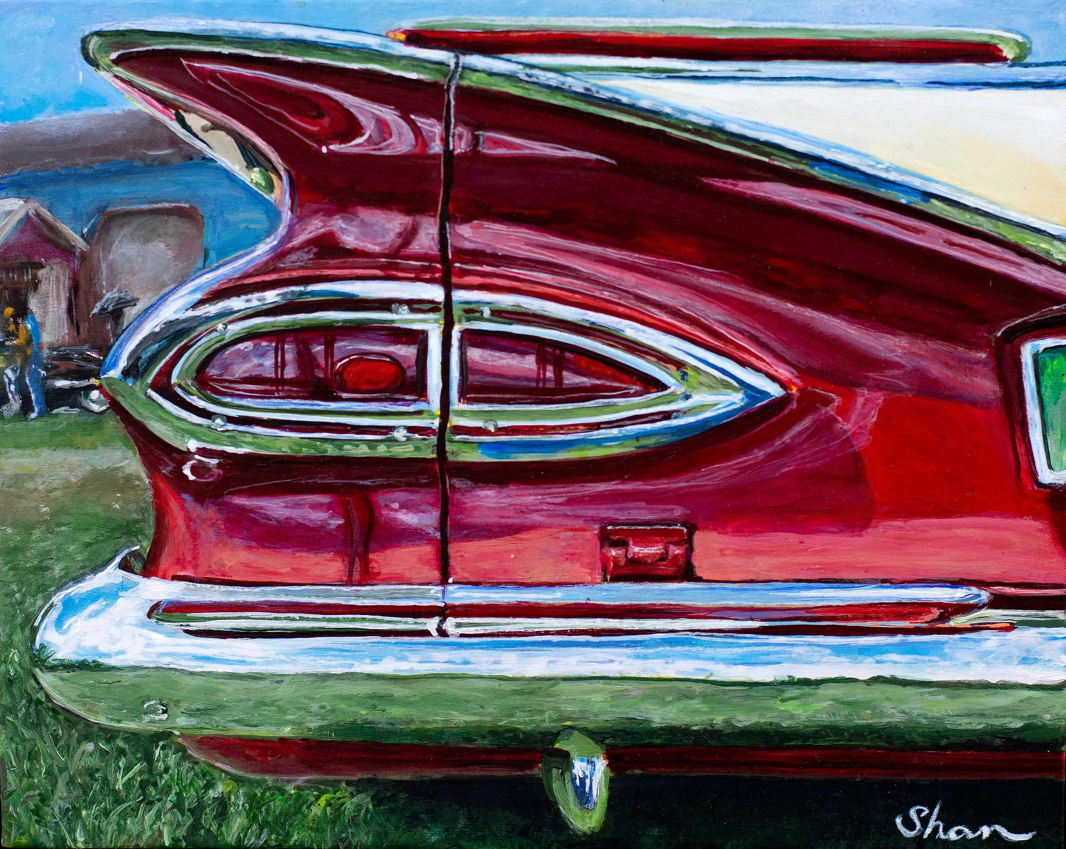 Shan Fannin Figurative Painting - "1959 Chevrolet El Camino, " Acrylic painting