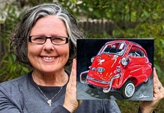 "1959 Red BMW Isetta 300" (2022) By Shan Fannin, Original Acrylic Painting