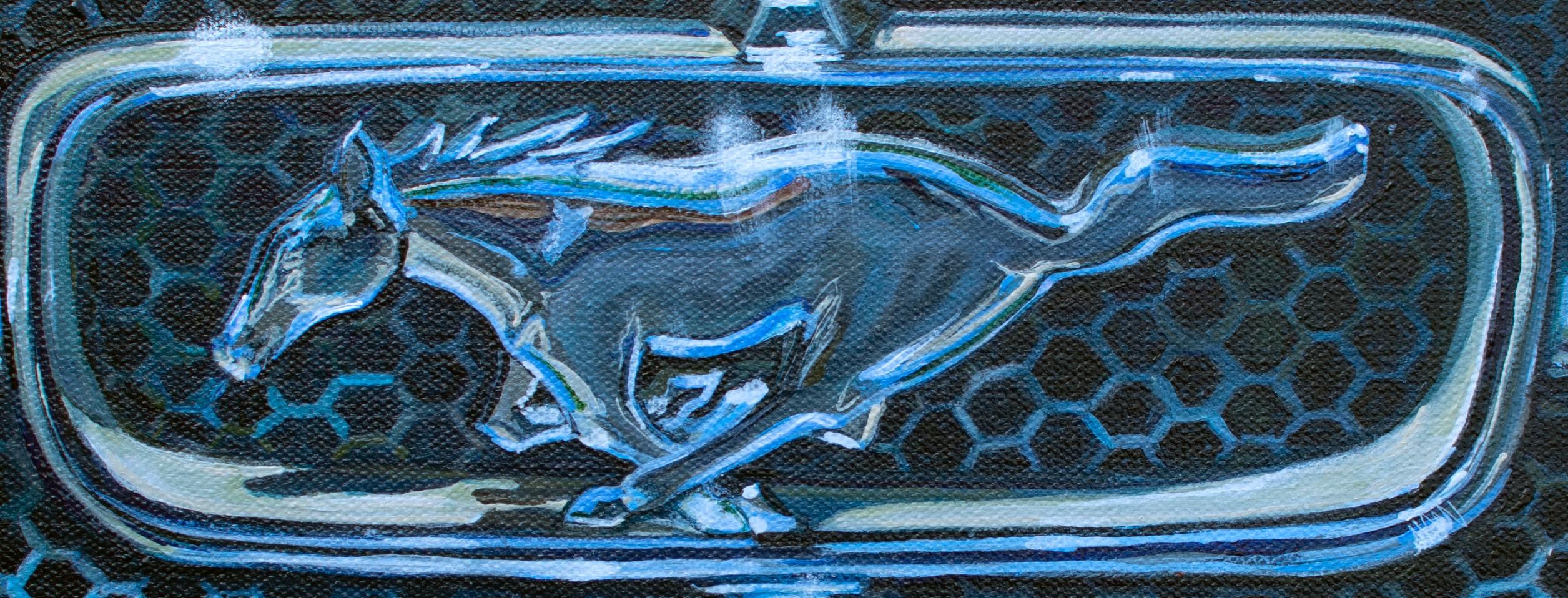 « 1965 Ford Mustang Grill - Dynasty Green » de Shan Fannin, peinture acrylique en vente 1