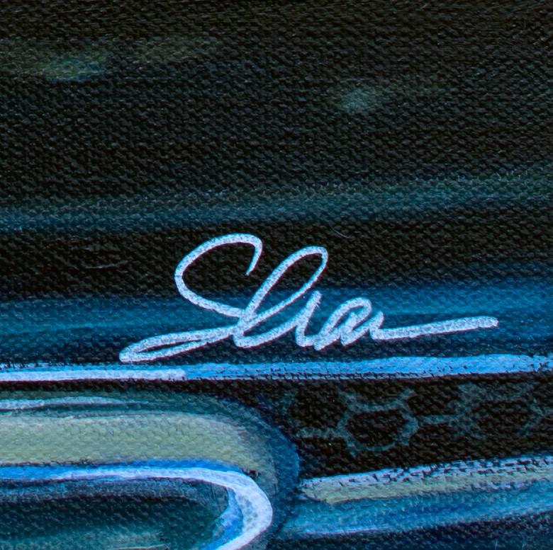 « 1965 Ford Mustang Grill - Dynasty Green » de Shan Fannin, peinture acrylique en vente 3