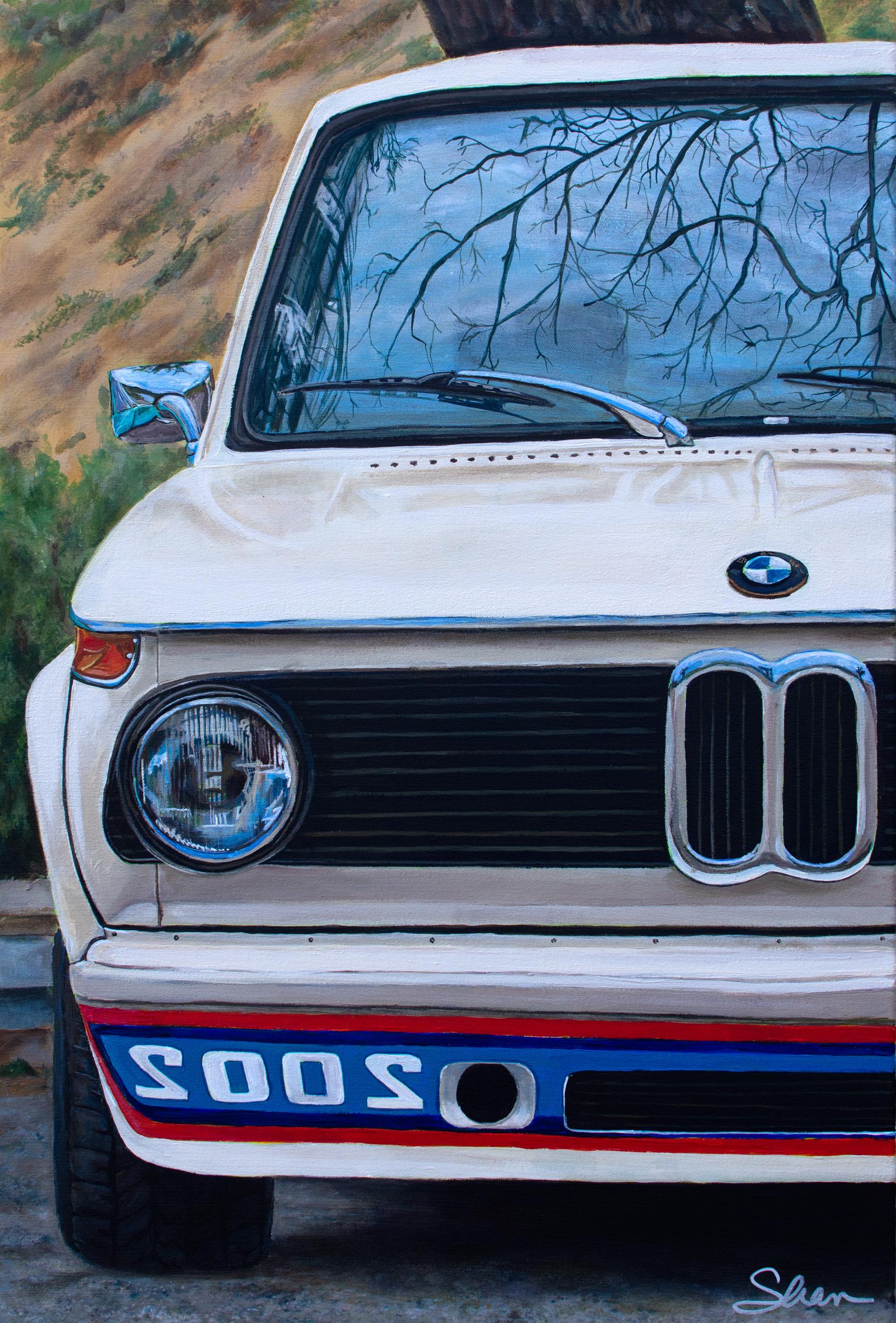 Shan Fannin Still-Life Painting - "1974 BMW 2002, " Acrylic painting