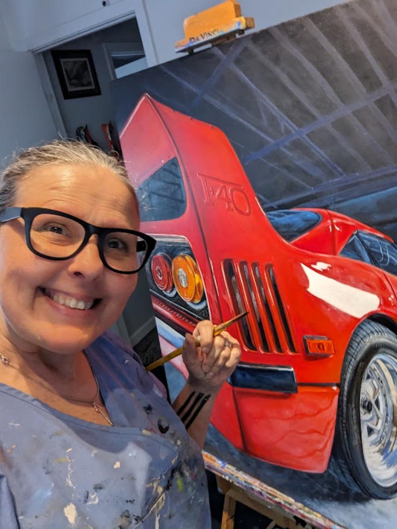 About this Painting: I originally painted this Pebble Beach awarding winning car back in 2017. The painting sat on my walls for several years, and in 2021 I recreated it on a much larger canvas. That painting is now with a wonderful collector.

As I