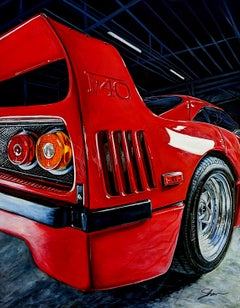 "After Hours (1990 Ferrari F40)" - Acrylic Automotive Painting on Canvas