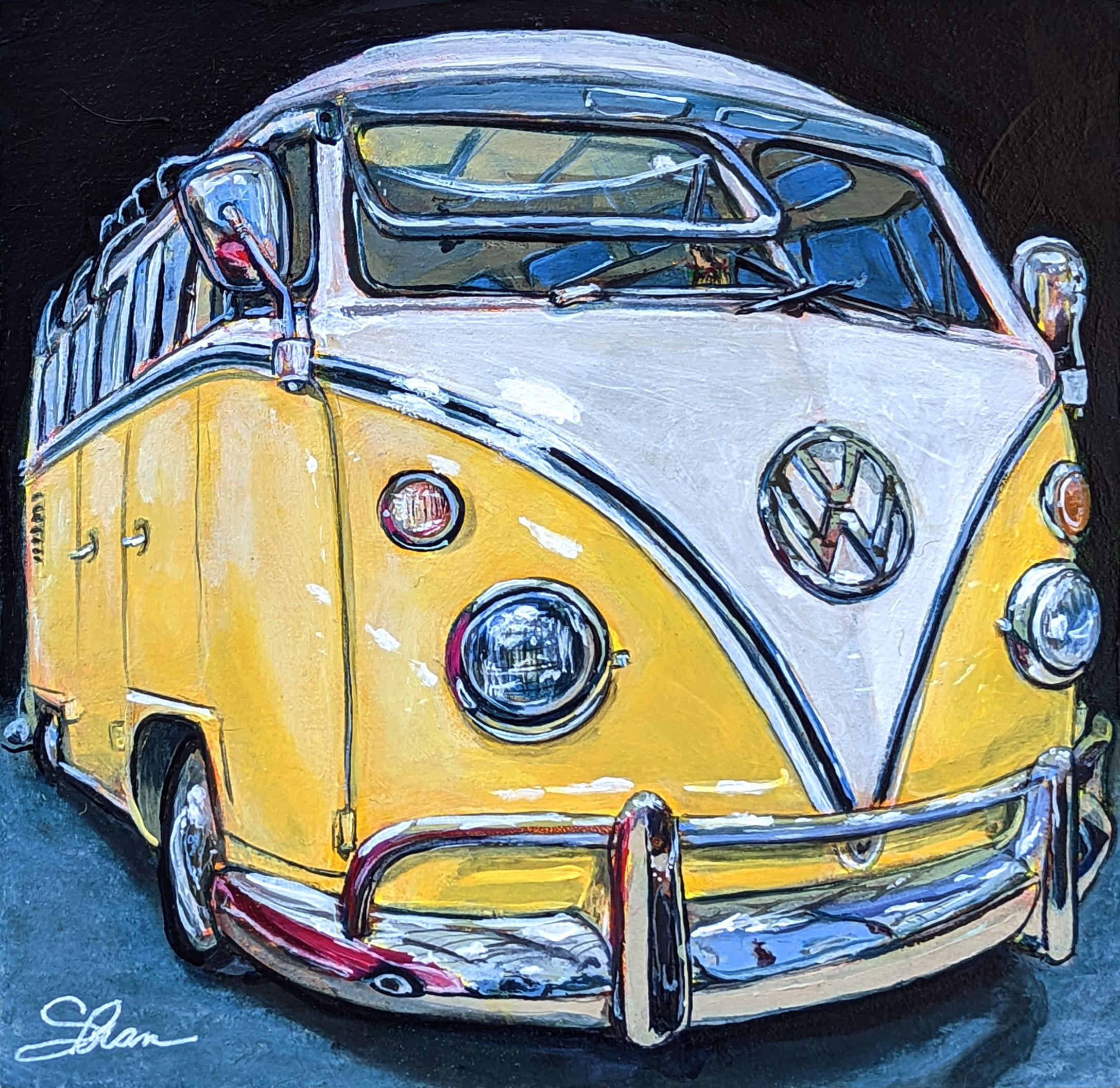 "Always Sunny - Volkswagen Type 2 Samba" (peinture acrylique originale)