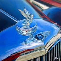 "Bentley Flying B" (2021) de Shan Fannin, Pintura acrílica, Coche clásico azul