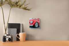 Crimson Volkswagen, Acrylmalerei auf Platte, Käfer, Auto