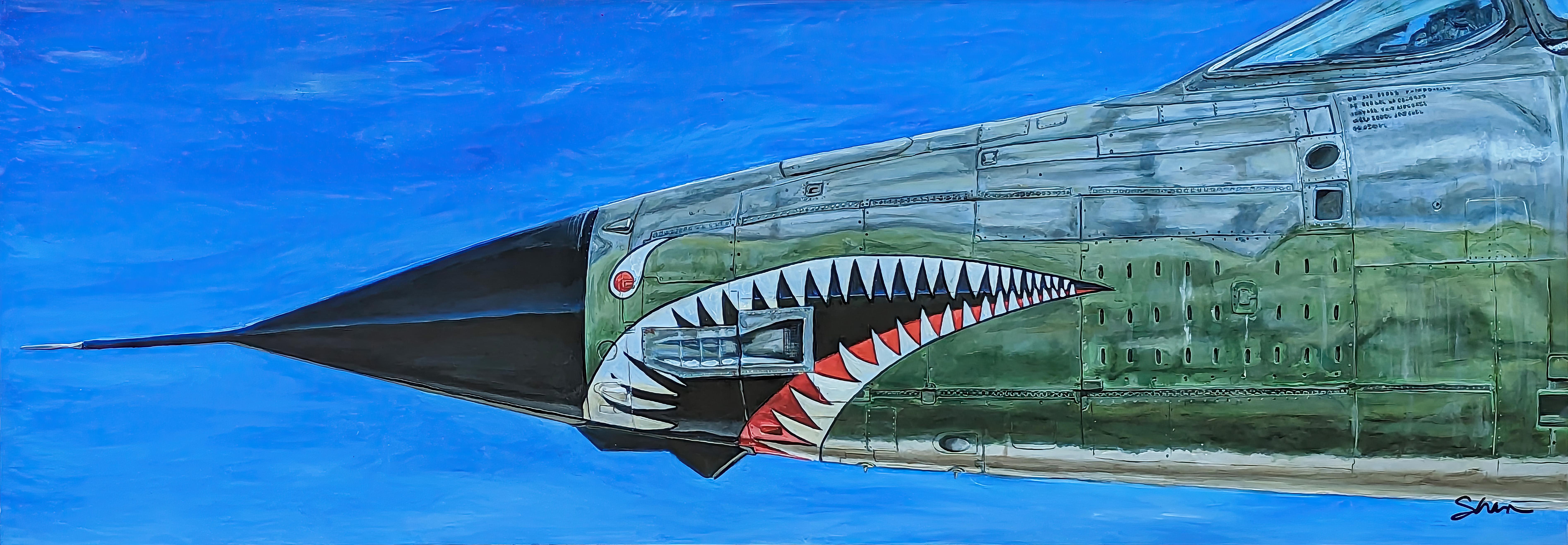 Shan Fannin Still-Life Painting – „F105G Thunderbird“ (Original-Acrylgemälde)