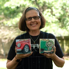 "Green Dino" (2019) by Shan Fannin, Acrylic Painting, Classic Green Car