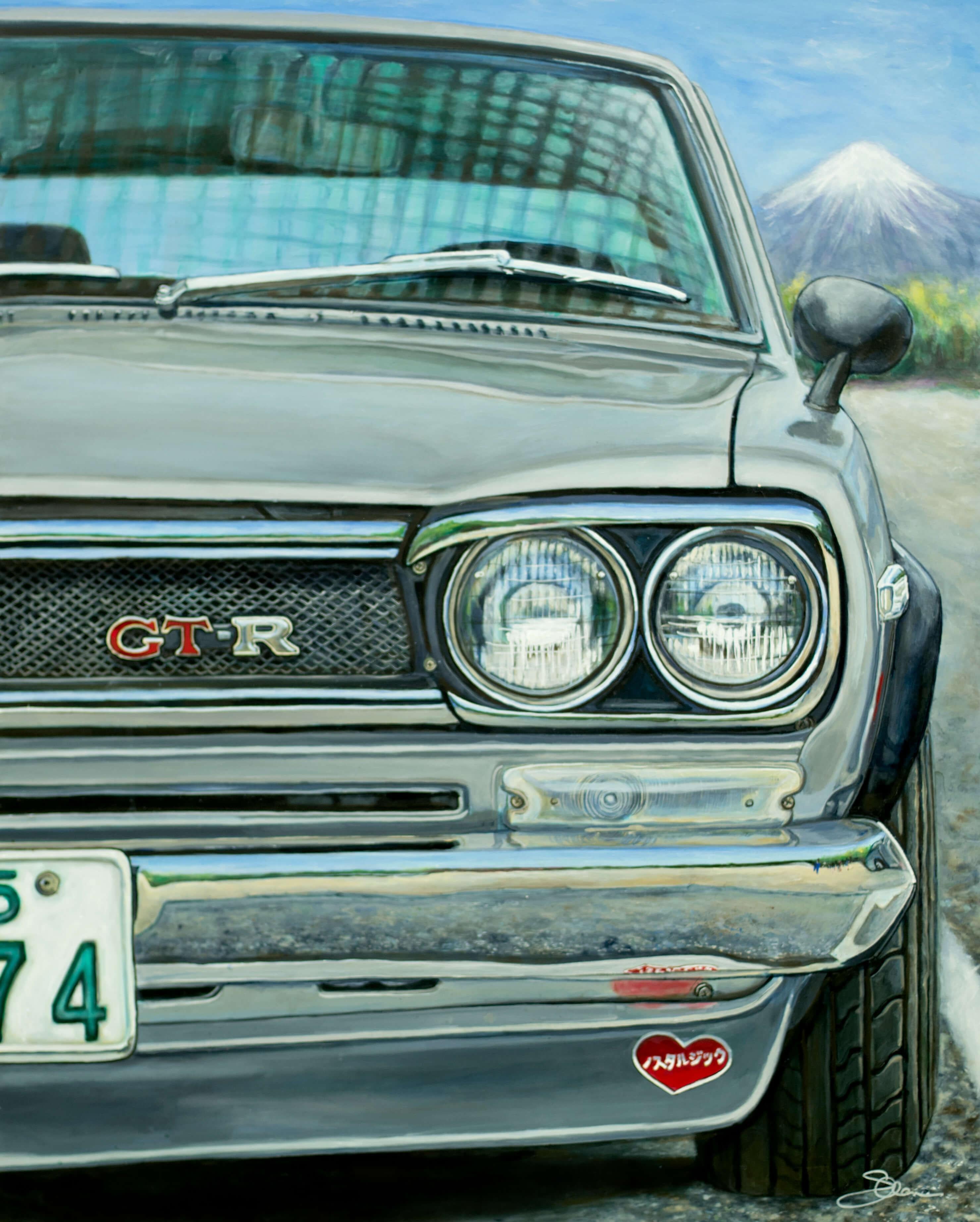 "Nostalgic (Hakosuka)" - Peinture réaliste d'une Nissan Skyline GT-R classique