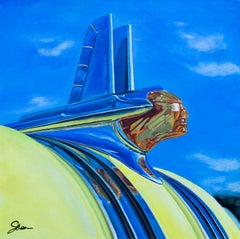 "Pontiac Cheiftain" (2021) by Shan Fannin, Acrylic Painting, Classic Yellow Car