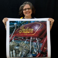 "1930 Indian Scout 101" (2021) By Shan Fannin, Limited Edition Giclée Print