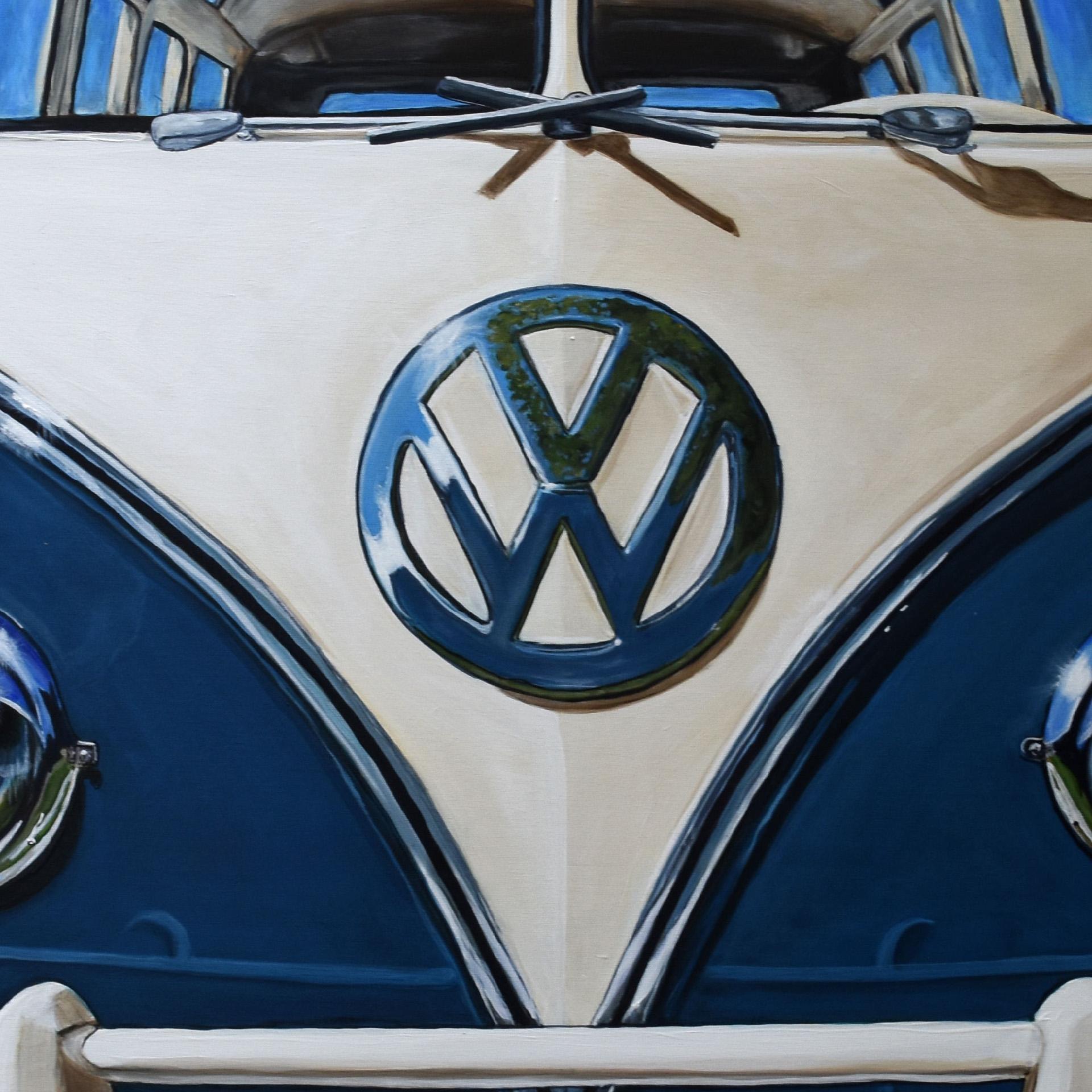 1967 Volkswagen Samba/Kombi Bus – Limited Edition Giclée print, classic VW icon - Black Still-Life Print by Shan Fannin