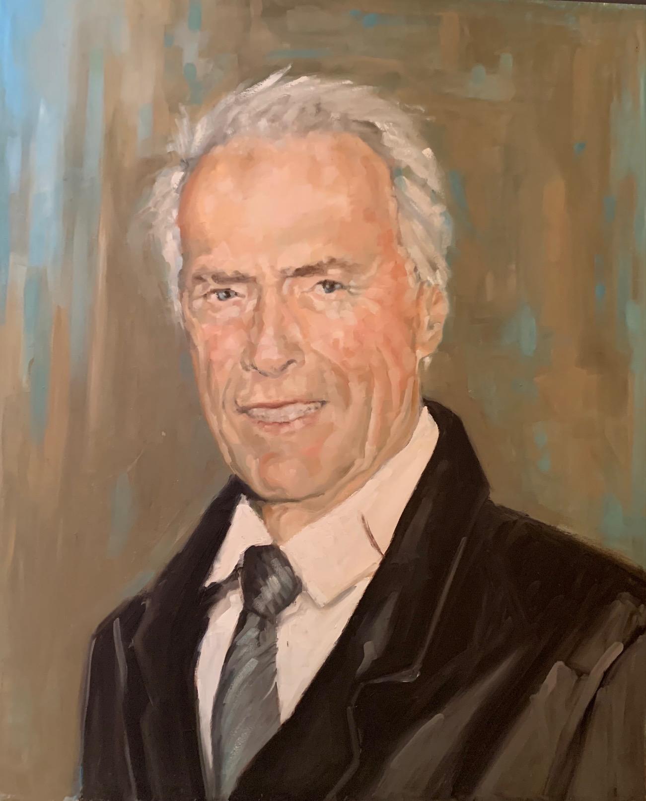 Clint Eastwood, Portrait Celebrity Oil On Board  Original by Shana Wilson