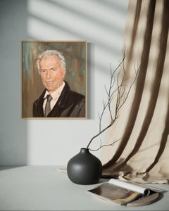 "Clint Eastwood" - Contemporary Realist Figurative Portrait with Earth Tones