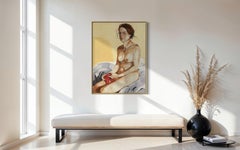 "Rutina matutina" de Wilson - Figurativo desnudo íntimo en la cama con ropa interior roja