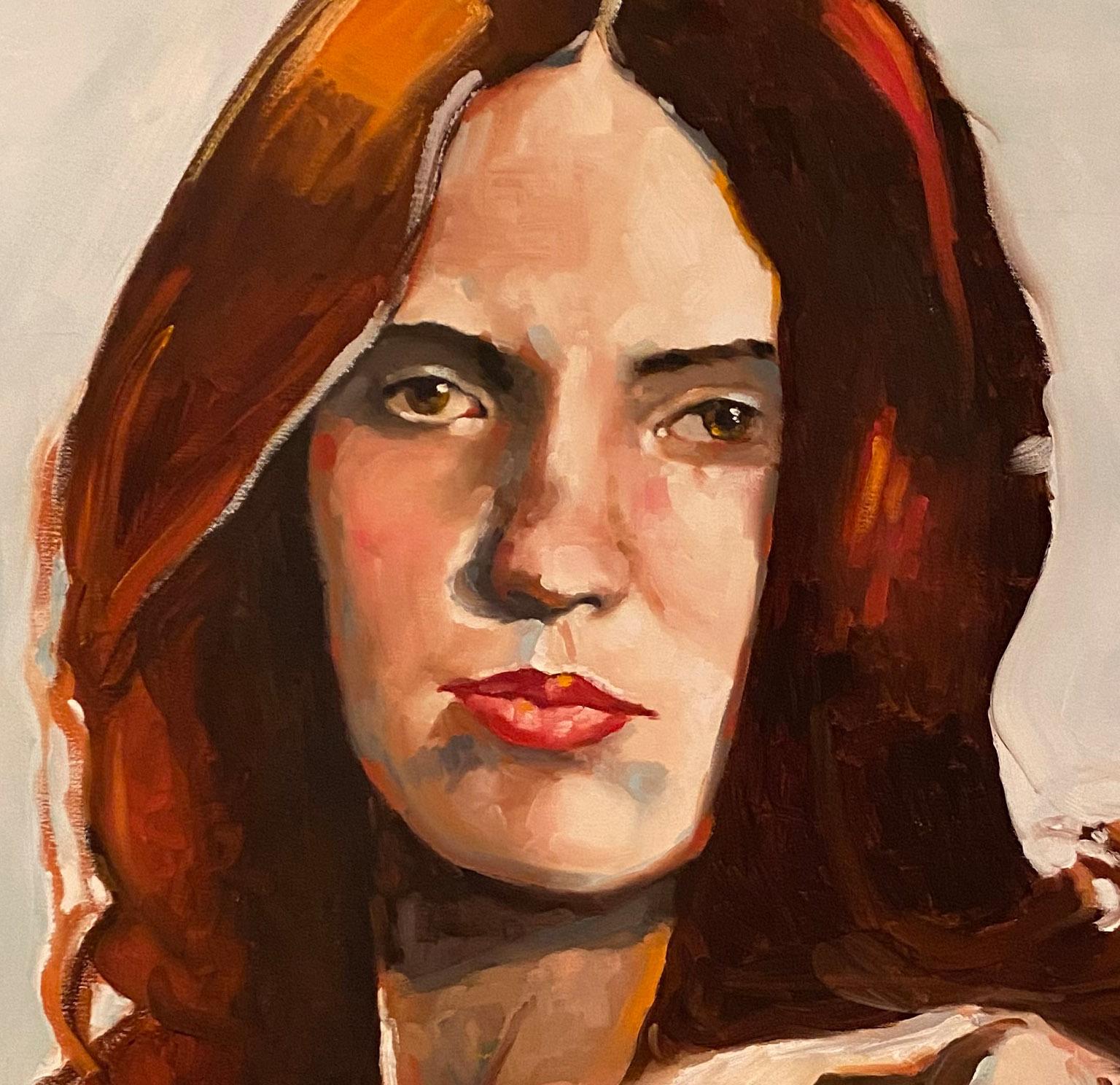 ‘Woman With Brown Hair'  Female Nude Model Figurative Art  Portrait  by Shana  - Painting by Shana Wilson