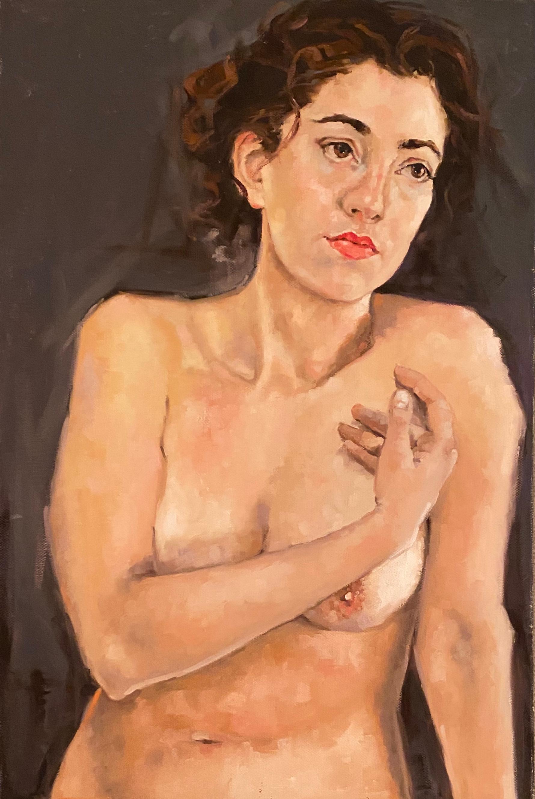 Nude Painting Shana Wilson - Jeune femme debout" Modèle féminin nu et figuratif Art original contemporain 