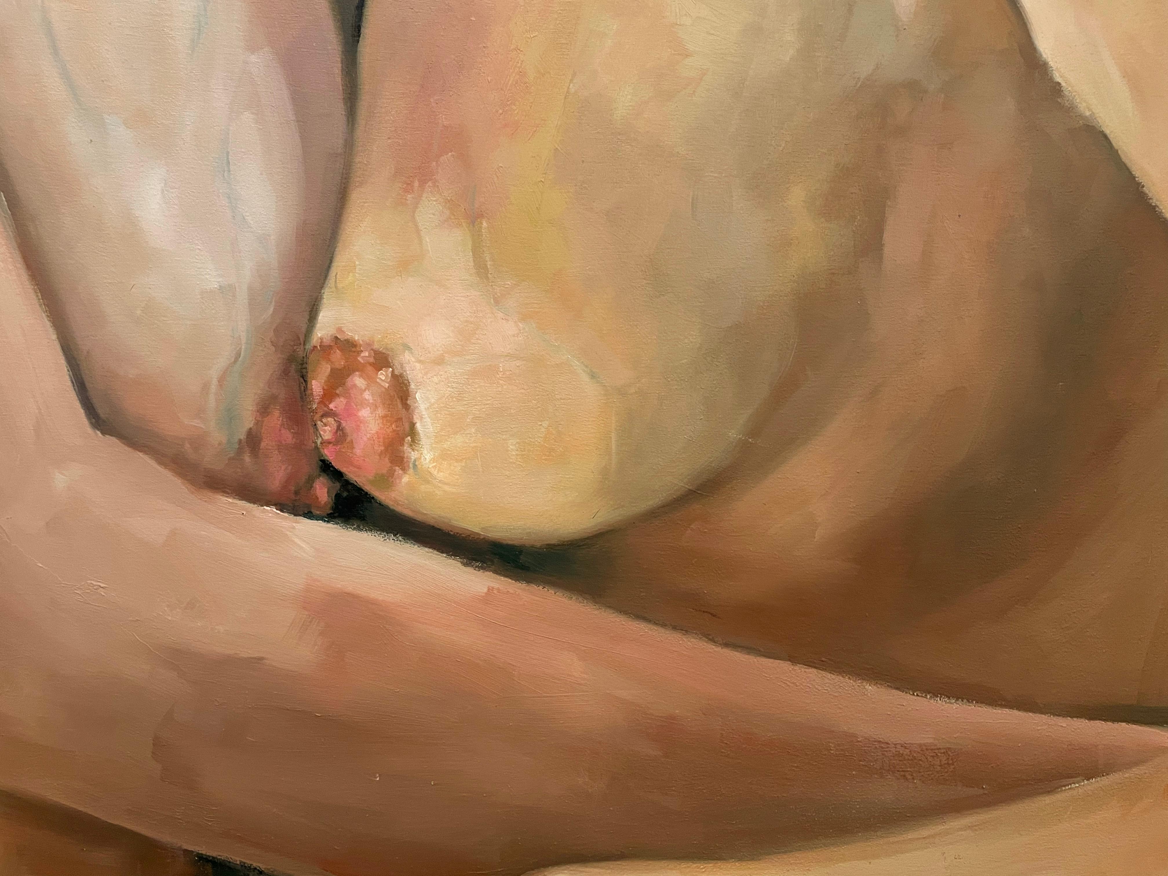 « The Lovers » de Shana Wilson - Des jeunes femmes nues dans une peinture figurative intime en vente 6