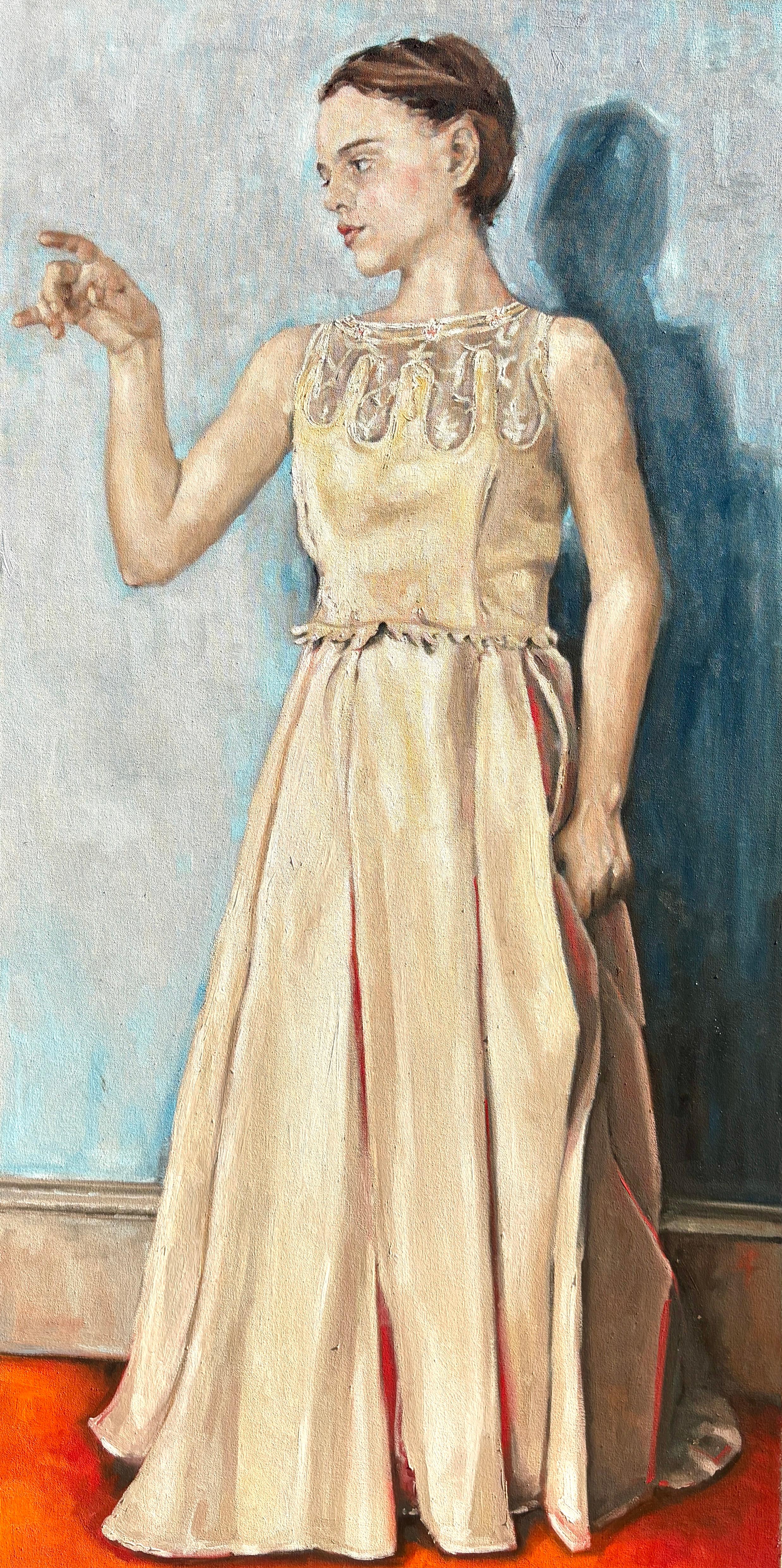 Shana Wilson (canadiense, nacida en 1966)
"La mujer de blanco" 2011
Pintura al óleo, lienzo, barras de camilla
El artista firmó el reverso del cuadro.

Sobre el artista:
Shana Wilson, nacida en Edmonton en 1966, se ha labrado un camino distintivo en