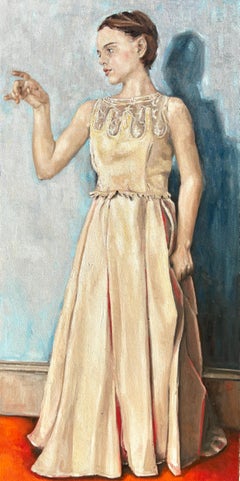 "Mujer de blanco" de Shana Wilson - Figurativo expresionista de gran tamaño en tono pastel