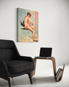 "Young Woman Seated" - Figurative Realism Oil Painting of a Nude Woman