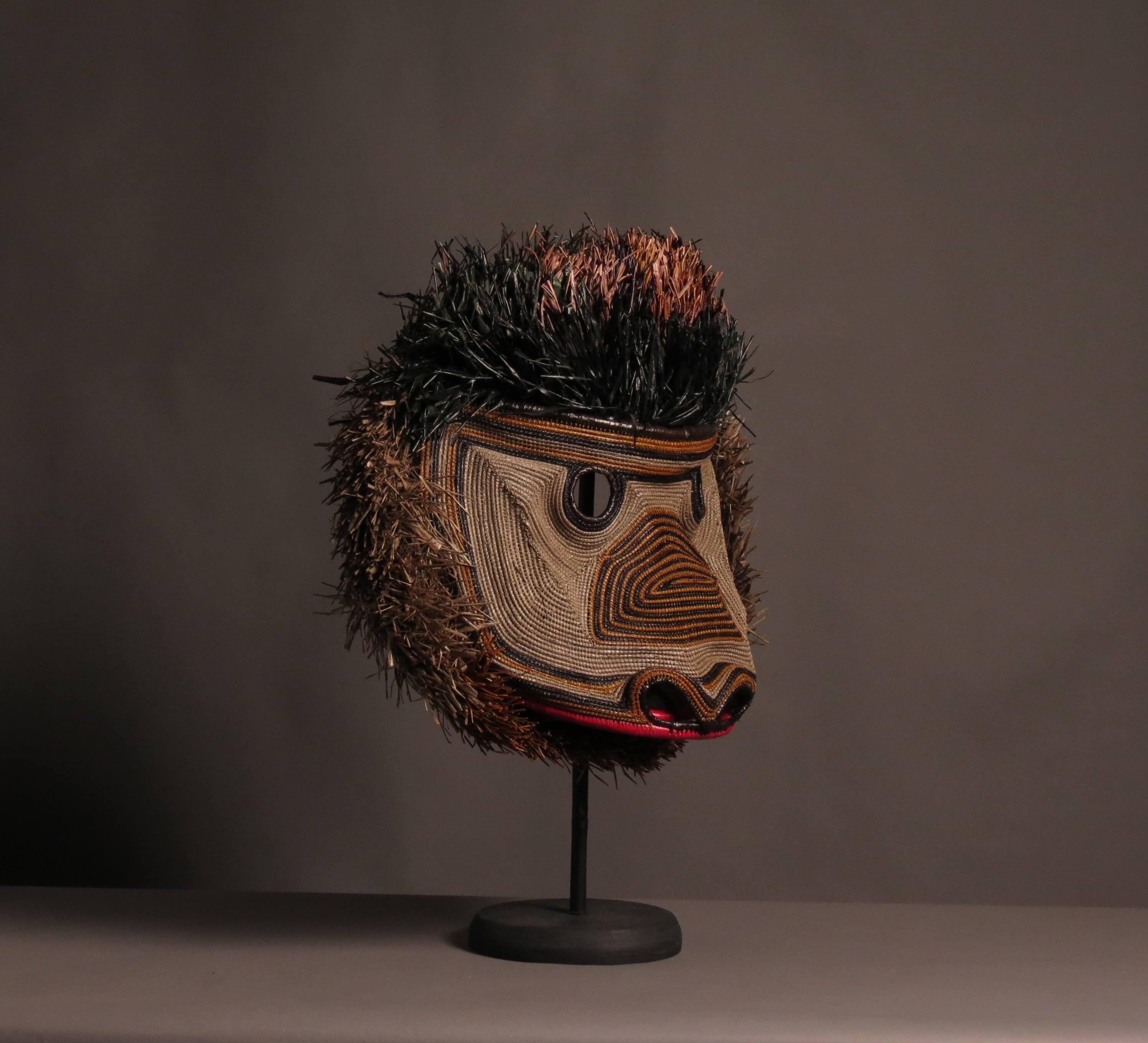 Embroidered Shananic mask from the rainforest For Sale