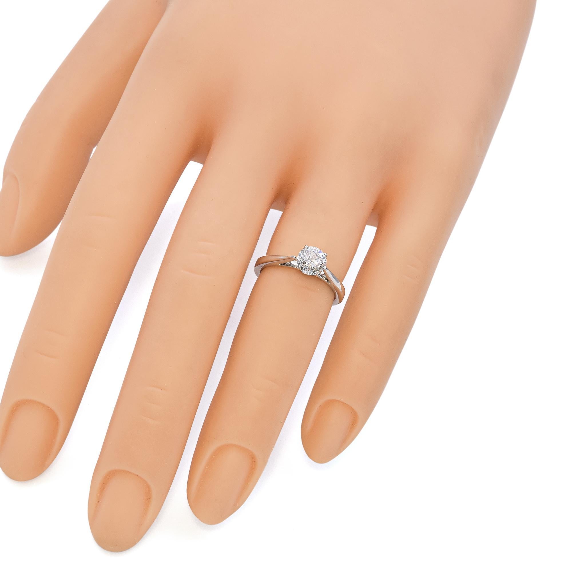Round Cut Shane Co. 14K White Gold 0.81ct Diamond Solitaire Engagement Ring For Sale