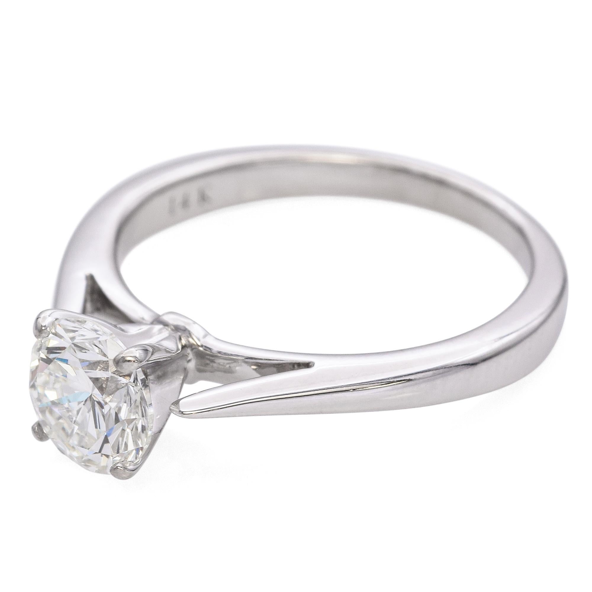 Shane Co. 14K White Gold 0.81ct Diamond Solitaire Engagement Ring In Good Condition For Sale In New York, NY