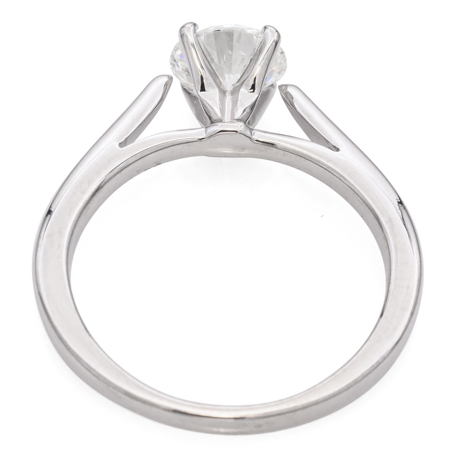 Women's Shane Co. 14K White Gold 0.81ct Diamond Solitaire Engagement Ring For Sale