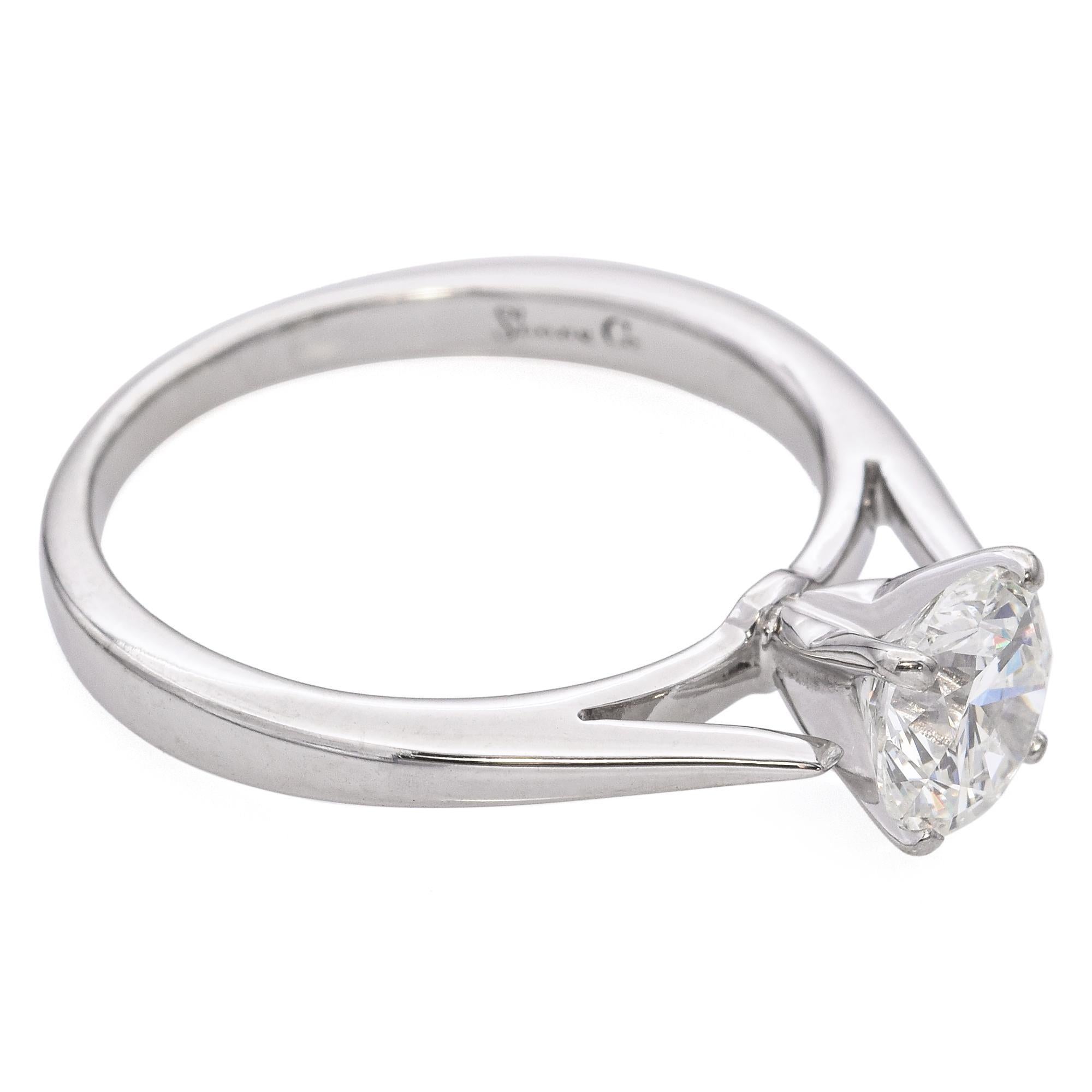 Shane Co. 14K White Gold 0.81ct Diamond Solitaire Engagement Ring For Sale 1