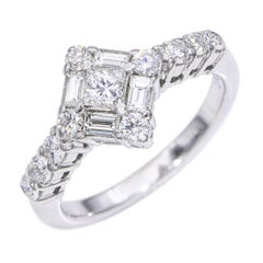 Shane Co 14k White Gold Mixed Cut Diamond Ring