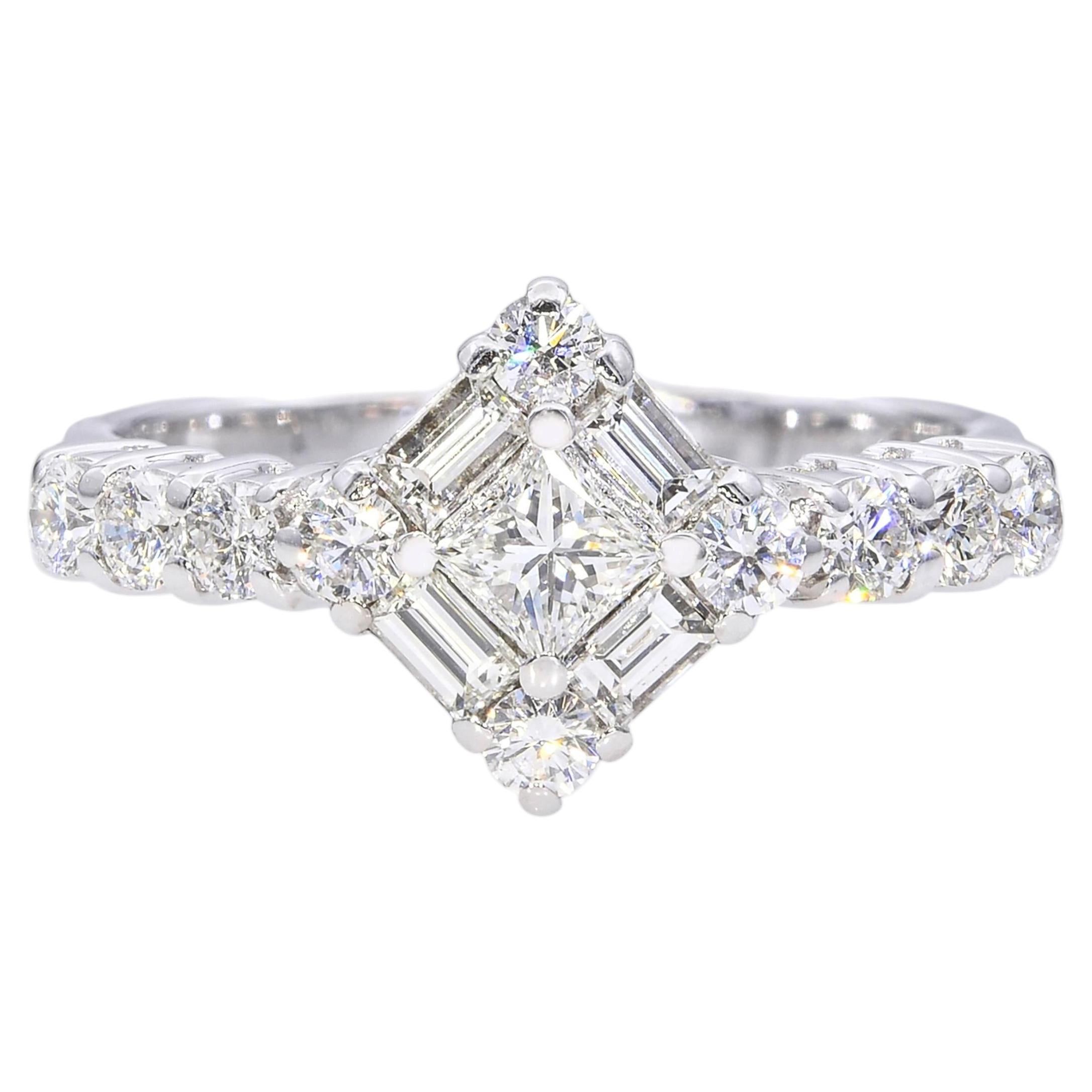 Shane Co. 14k Weißgold Diamantring im Mischschliff