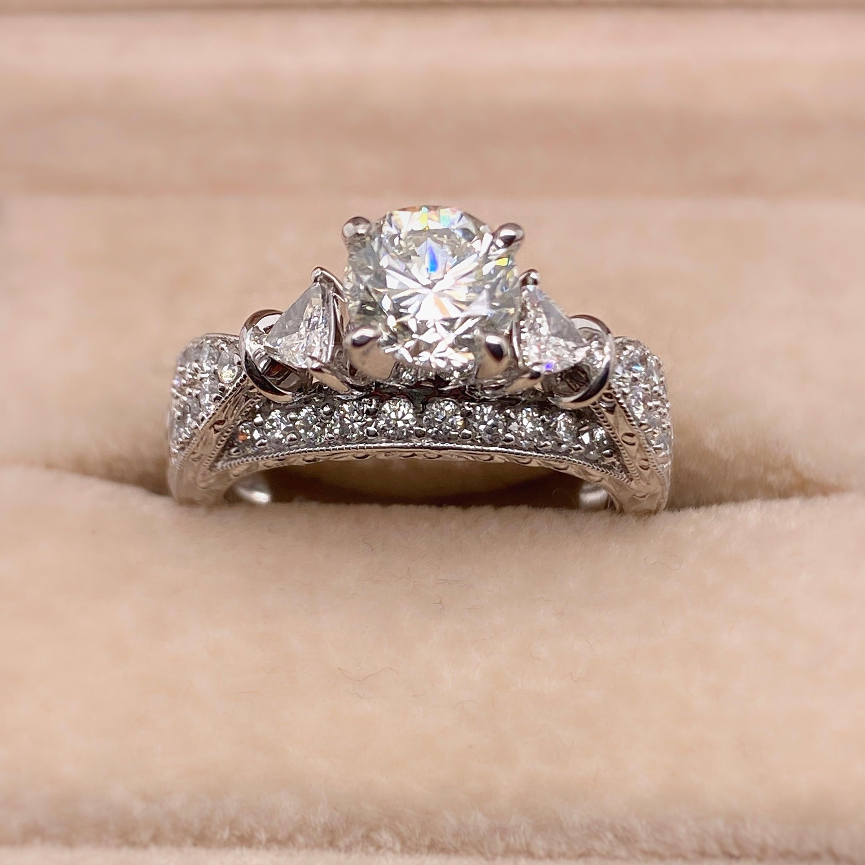 Round Cut Shane Co. 1.75 Carat Round Brilliant Diamond Engagement Ring 14 Karat
