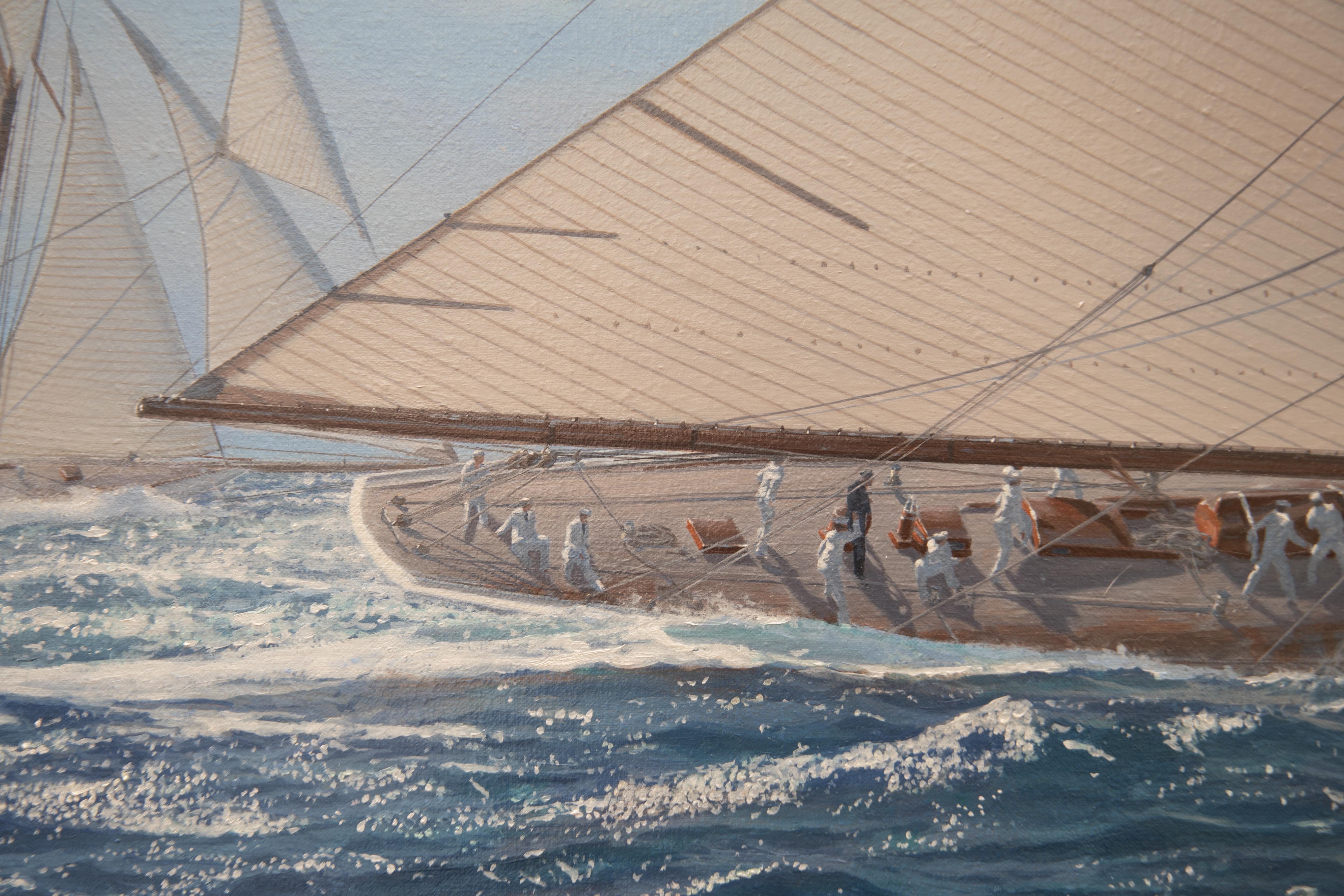 Columbia contro Defender Racing al largo di Oyster Bay - Painting di Shane Couch
