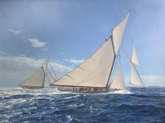 Columbia vs Defender Racing off Oyster Bay