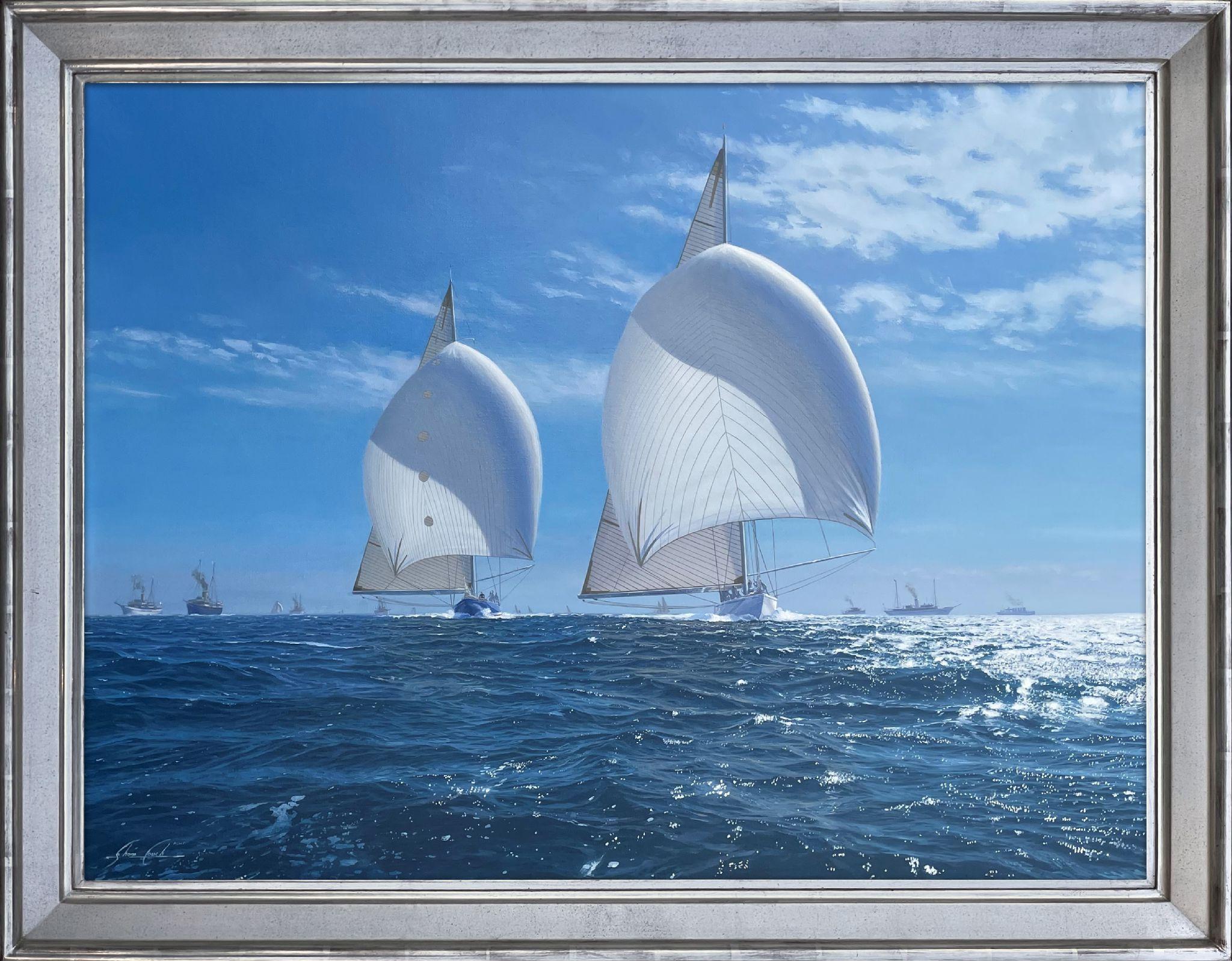 Rainbow indica a Endeavour la strada da seguire, Gara 5, America's Cup 1934 - Painting di Shane Couch