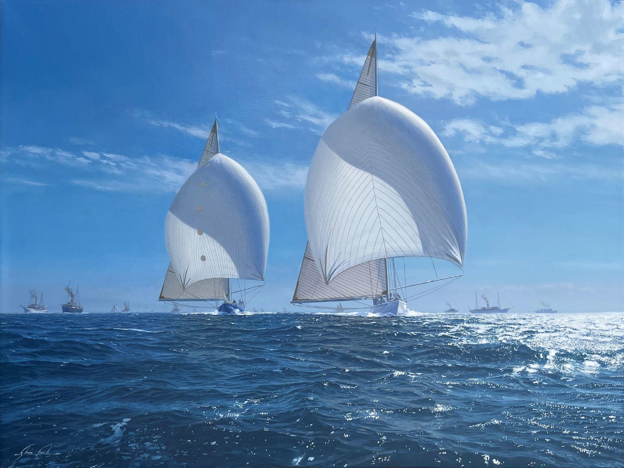 Landscape Painting di Shane Couch - Rainbow indica a Endeavour la strada da seguire, Gara 5, America's Cup 1934