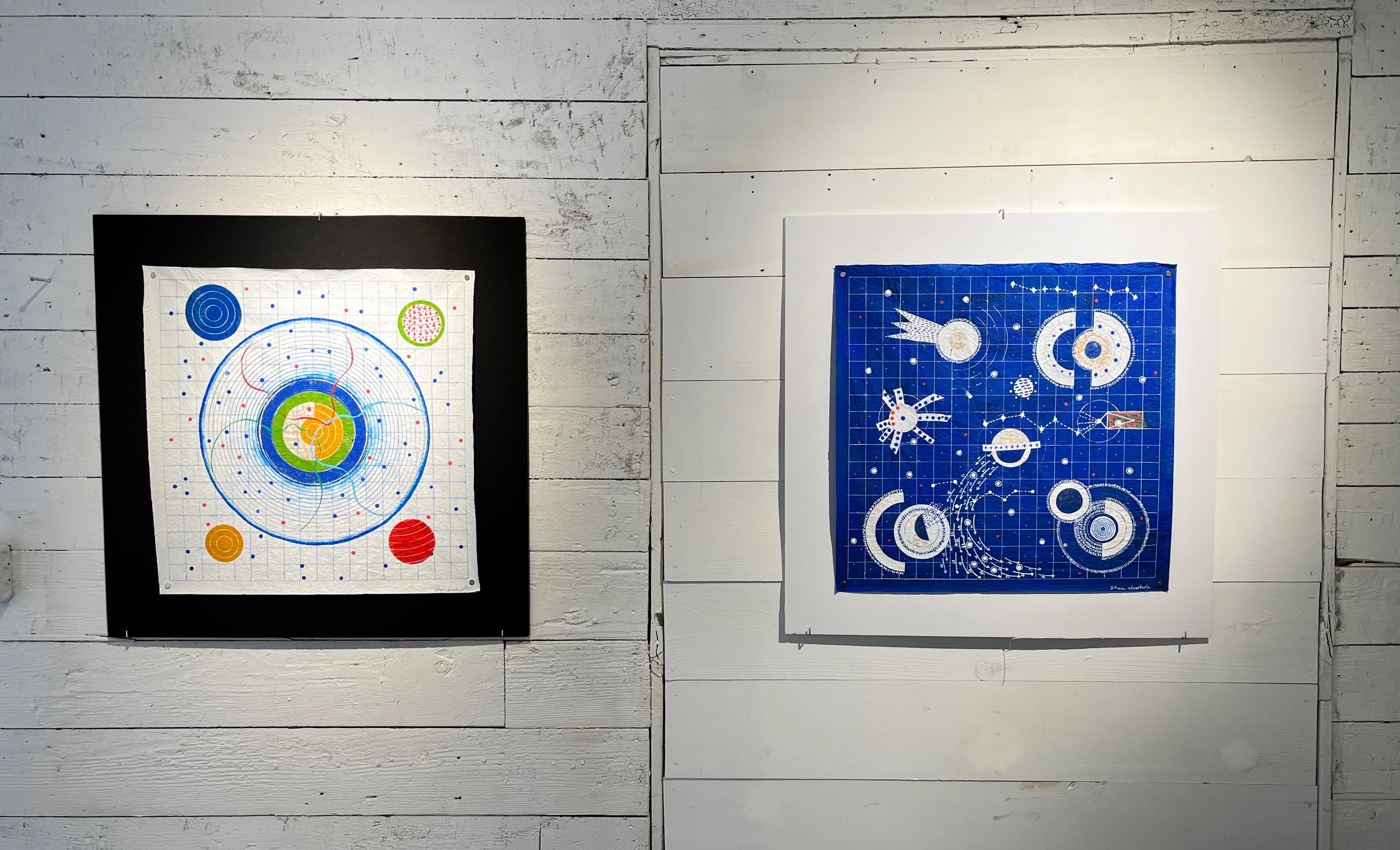 Senza titolo, pittura e collage su carta trattata - Abstract Painting Blu di Shane Drinkwater