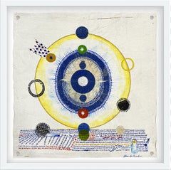 Untitled, paint and collage on treated paper, wood frame, glass