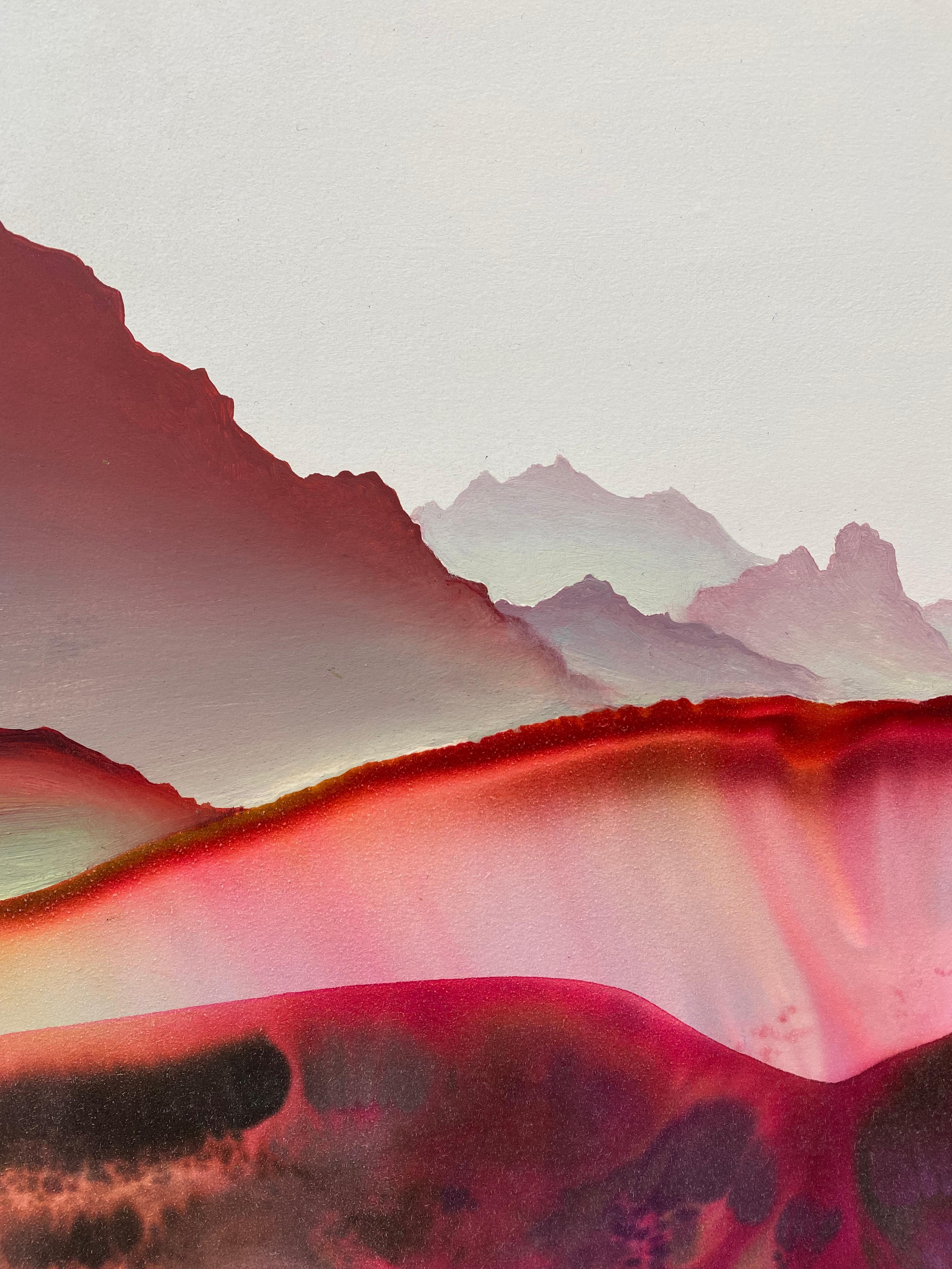 Her Compliments, Horizontal Abstract Landscape, Pink, Dark Red, Brown, White For Sale 4