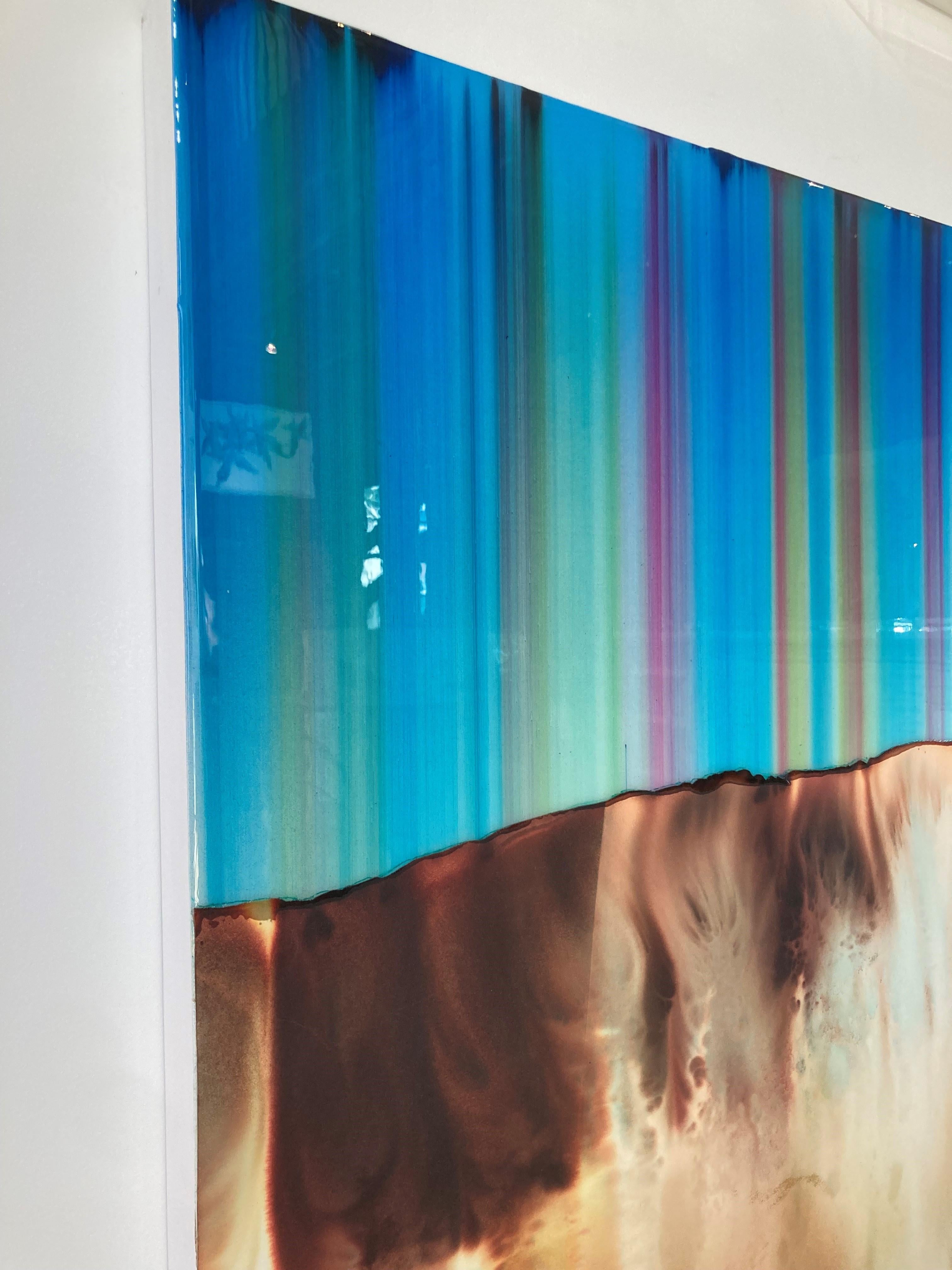Plaid e Dot - Paesaggio astratto in resina Blu, Greene & Greene Rosa, Marrone, 2021 - Painting Contemporaneo di Shane McAdams