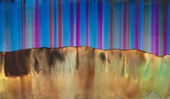 Cuadros y lunares - Paisaje abstracto de resina Azul Verde Rosa Rayas Marrón, 2021