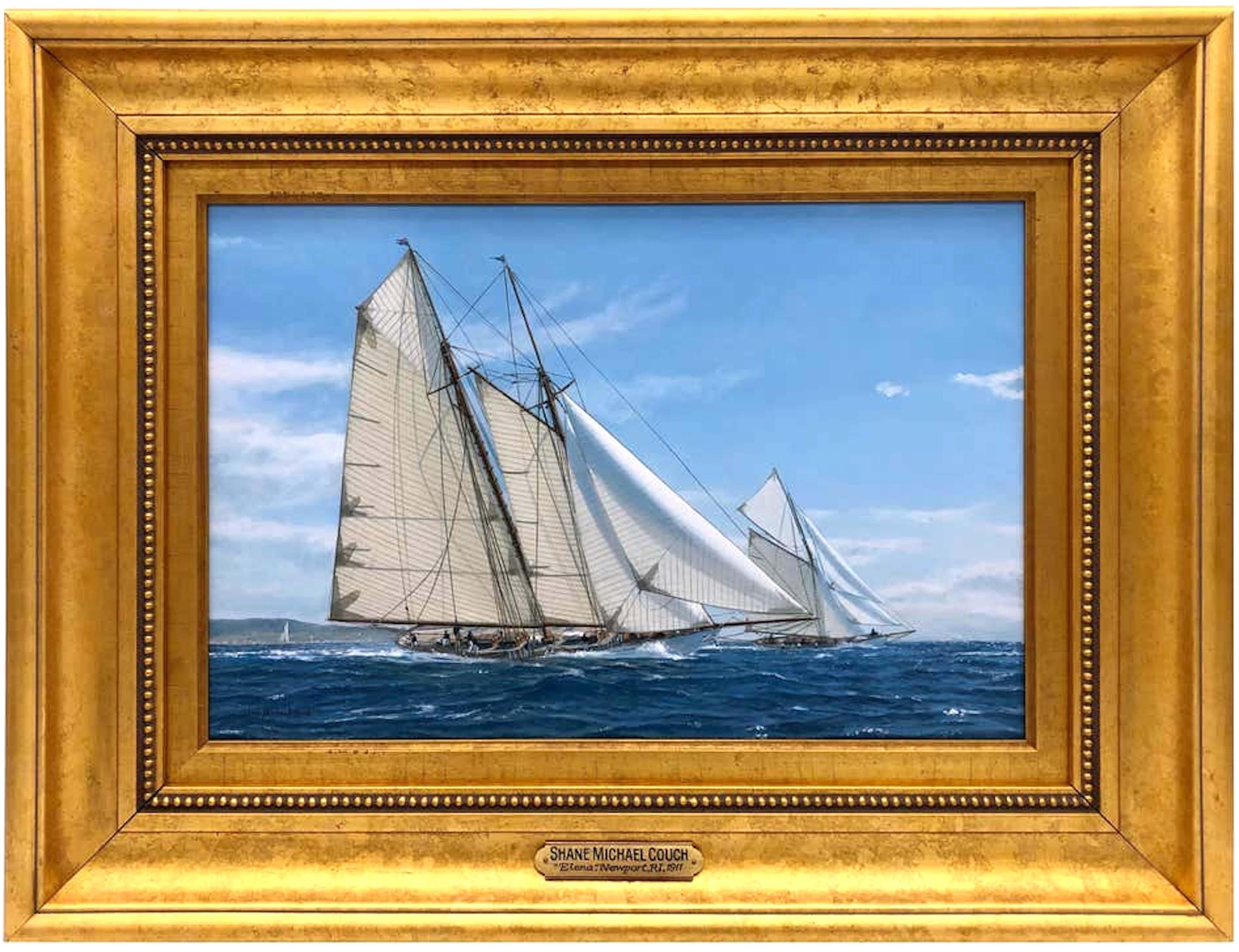 Shane Michael Couch Landscape Painting - Yachts Racing off Newport, 1911