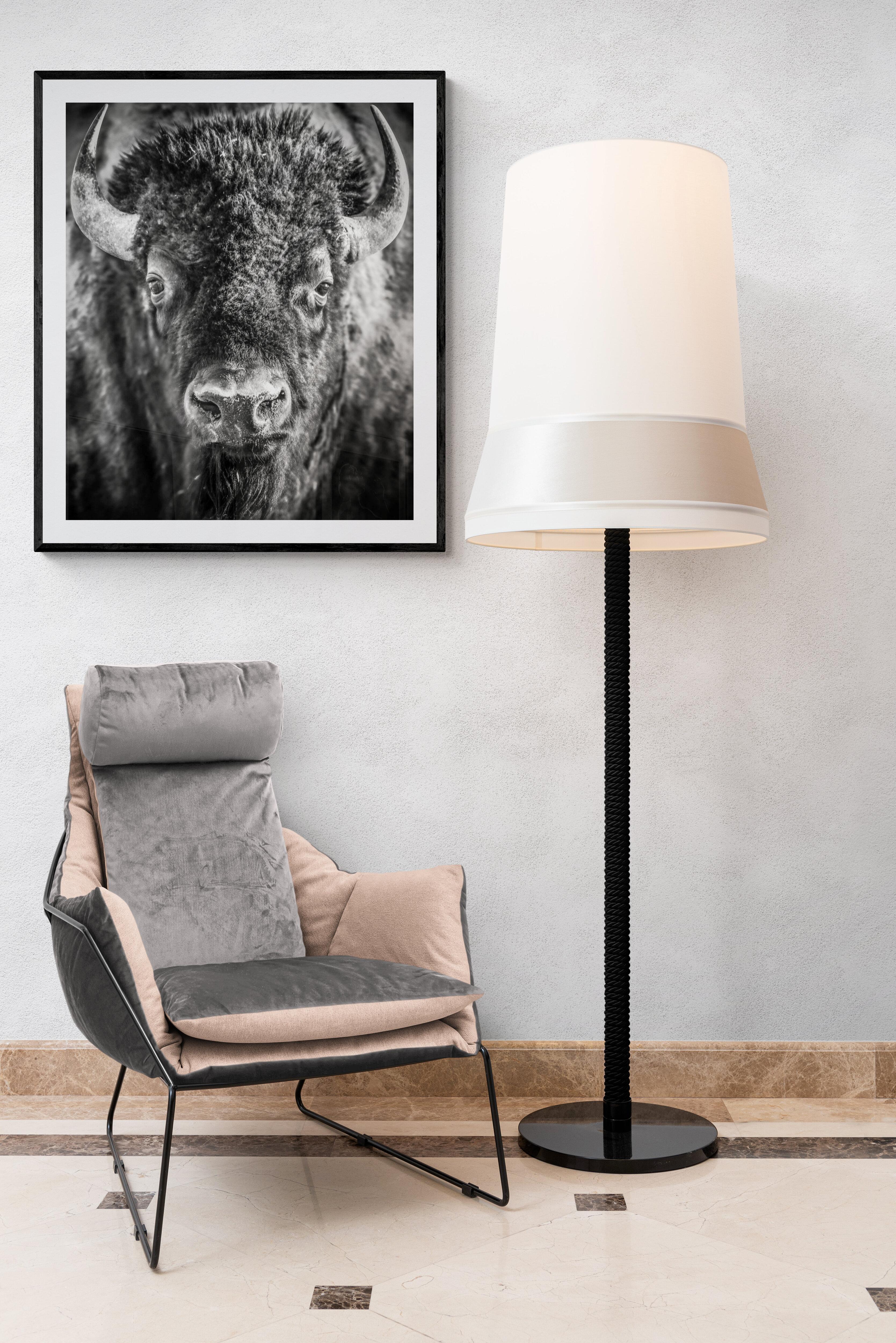 24x36  Bison Buffle américain Photographie Art  Impression d'exposition en noir et blanc - Noir Animal Print par Shane Russeck