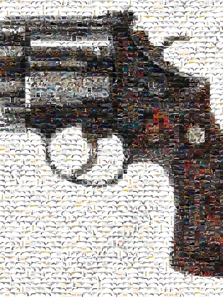 44 MAG MAGNUM REVOLVER GUN 28x48 Fotomosaik-Fotografie Pop-Art-Druck  (Amerikanische Moderne), Photograph, von Shane Russeck